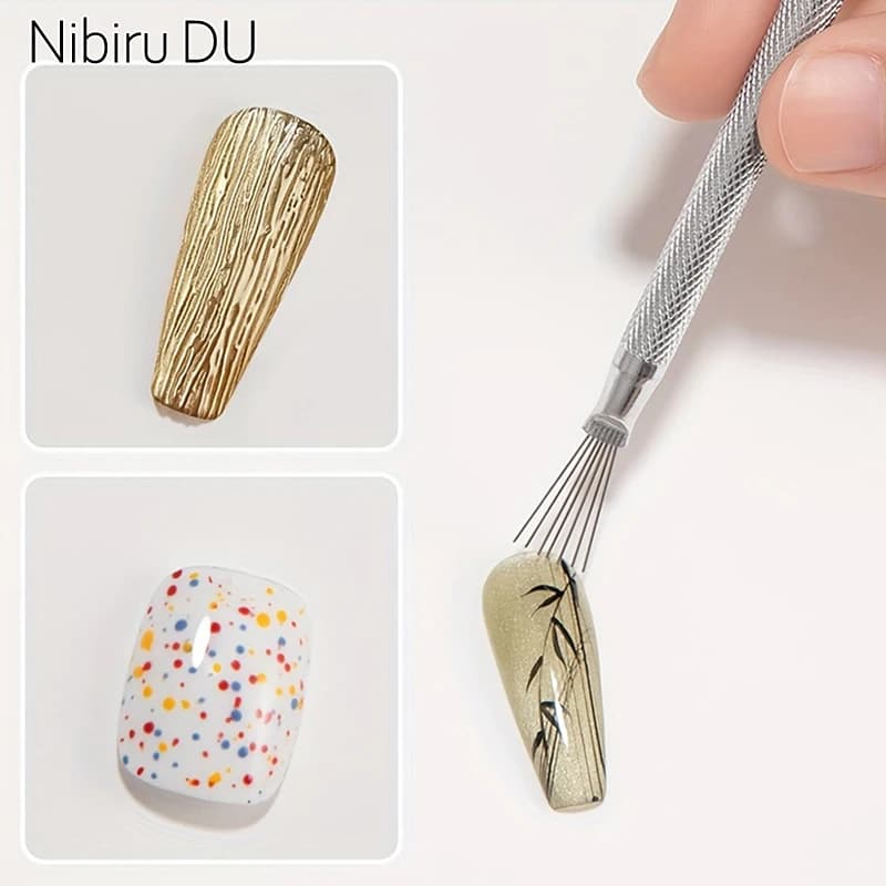 Pennello professionale per nail art a strisce a 7 pin Punta 3D Penna da disegno a tratteggio ultrasottile Pennelli per gel UV Strumenti per pittura per unghie per manicure