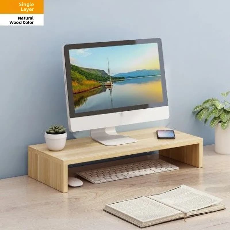 Desktop Computer Monitor Riser Stand Office Desk Storage Rack Base Support Pad High Elevating Bracket Multi-Purpose Modern Si...
