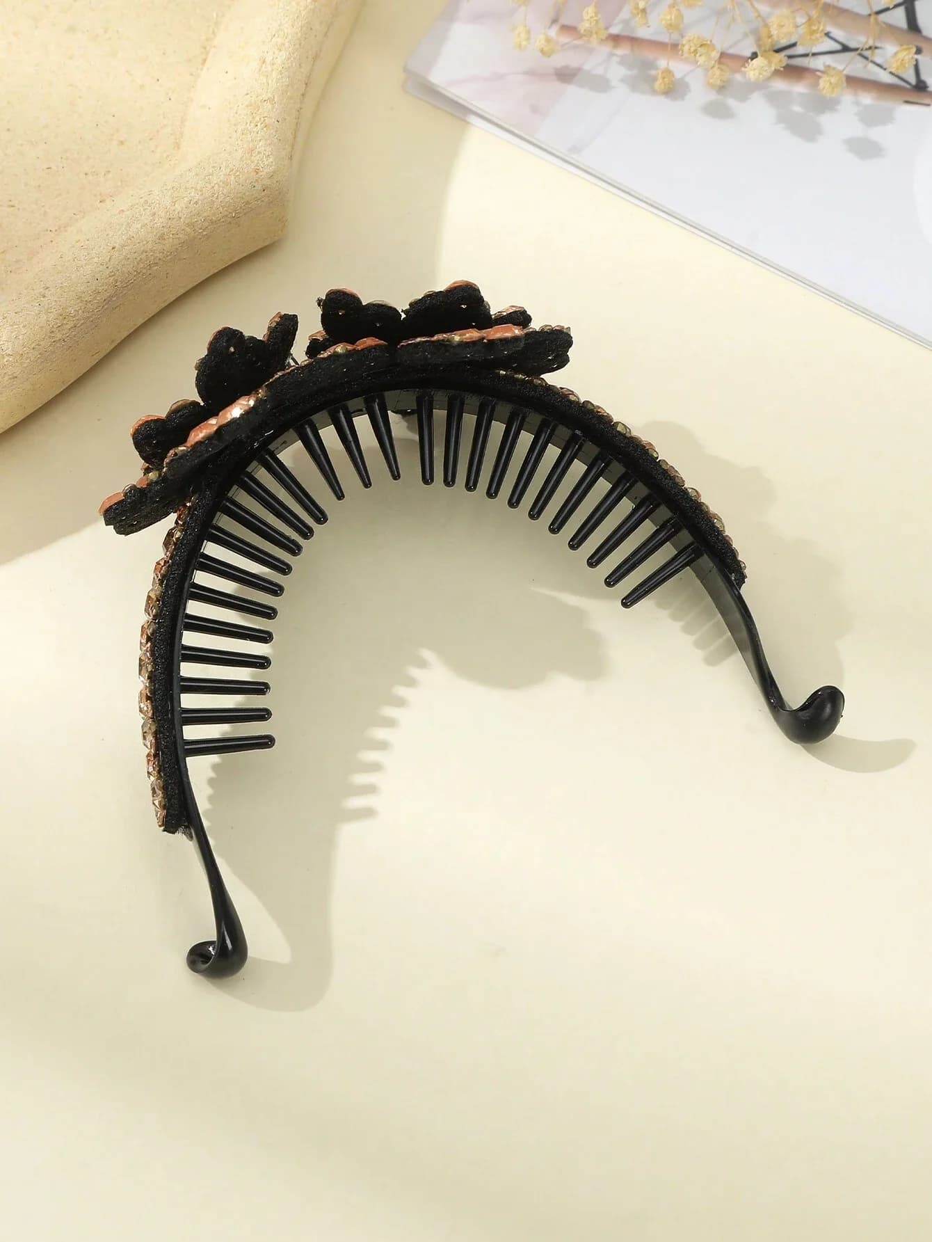 Fermaglio per capelli a forma di fiore con strass per donna, accessorio per capelli alla moda