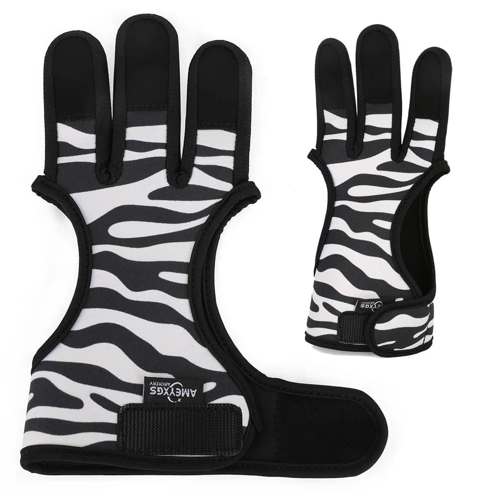 Tiro con l'arco Finger Tab 3 Fingers Guard Camo/Stripe Tessuto per immersione Equipaggiamento protettivo per tiro con l'arco Caccia Bersaglio Sport all'aria aperta Acc