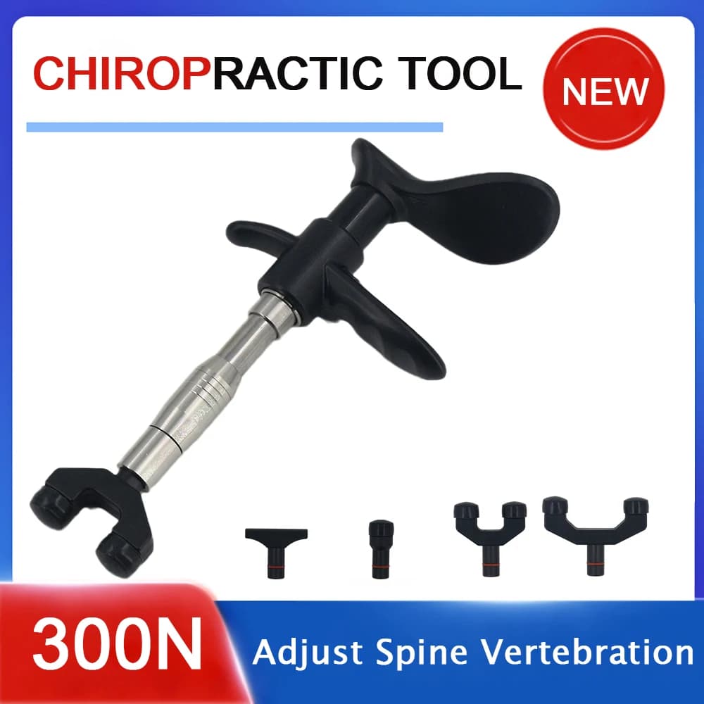 Manual Chiropractic Adjusting Tool 4 Heads Body Relaxation Massage Heal Scoliosis Spine Correction Massage Gun