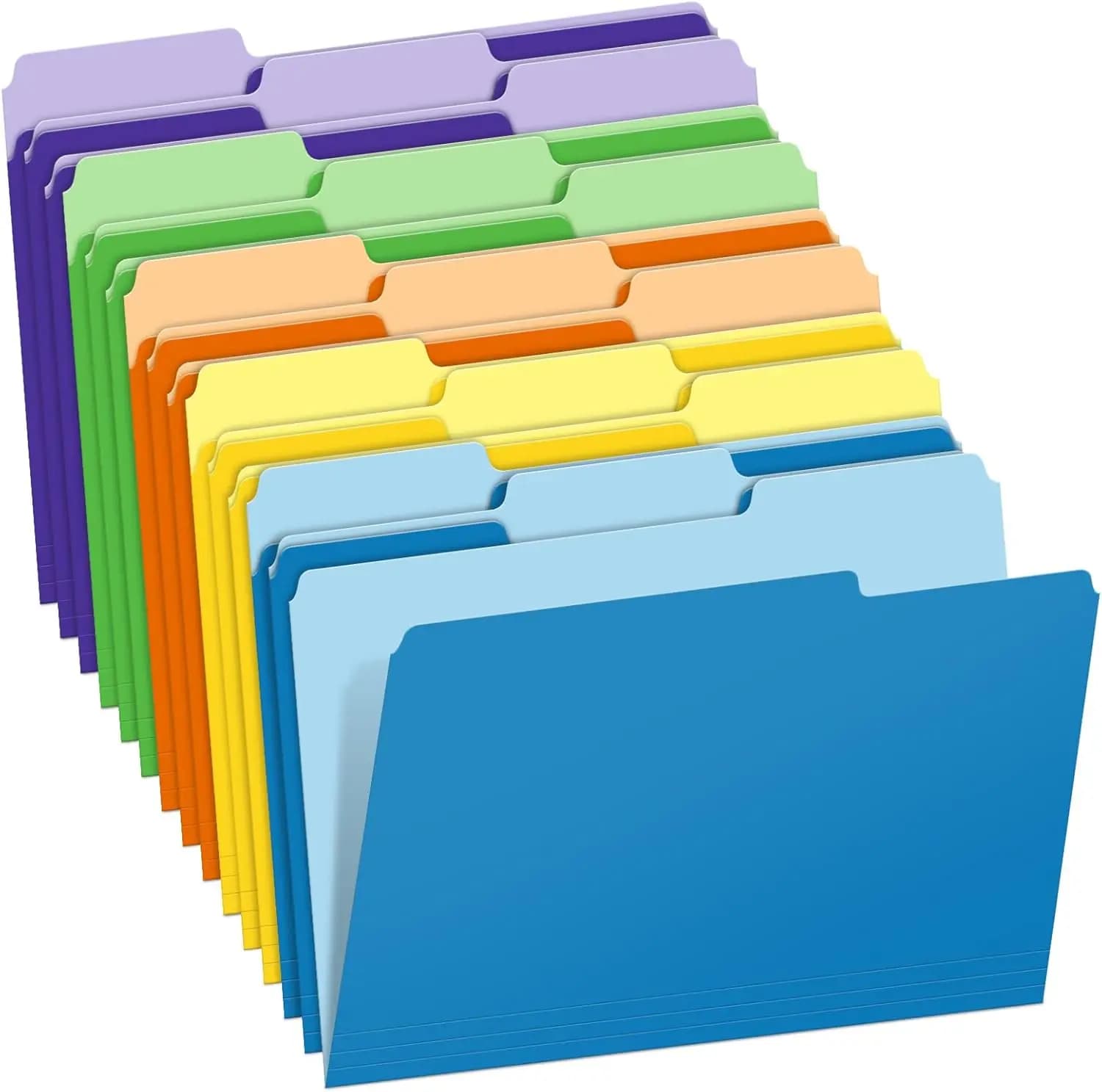 Confezione da 15 Cartelle Bicolore, Formato Lettera con Linguette a 1/3 di Taglio in 5 Colori Assortiti per Ufficio e Scuola