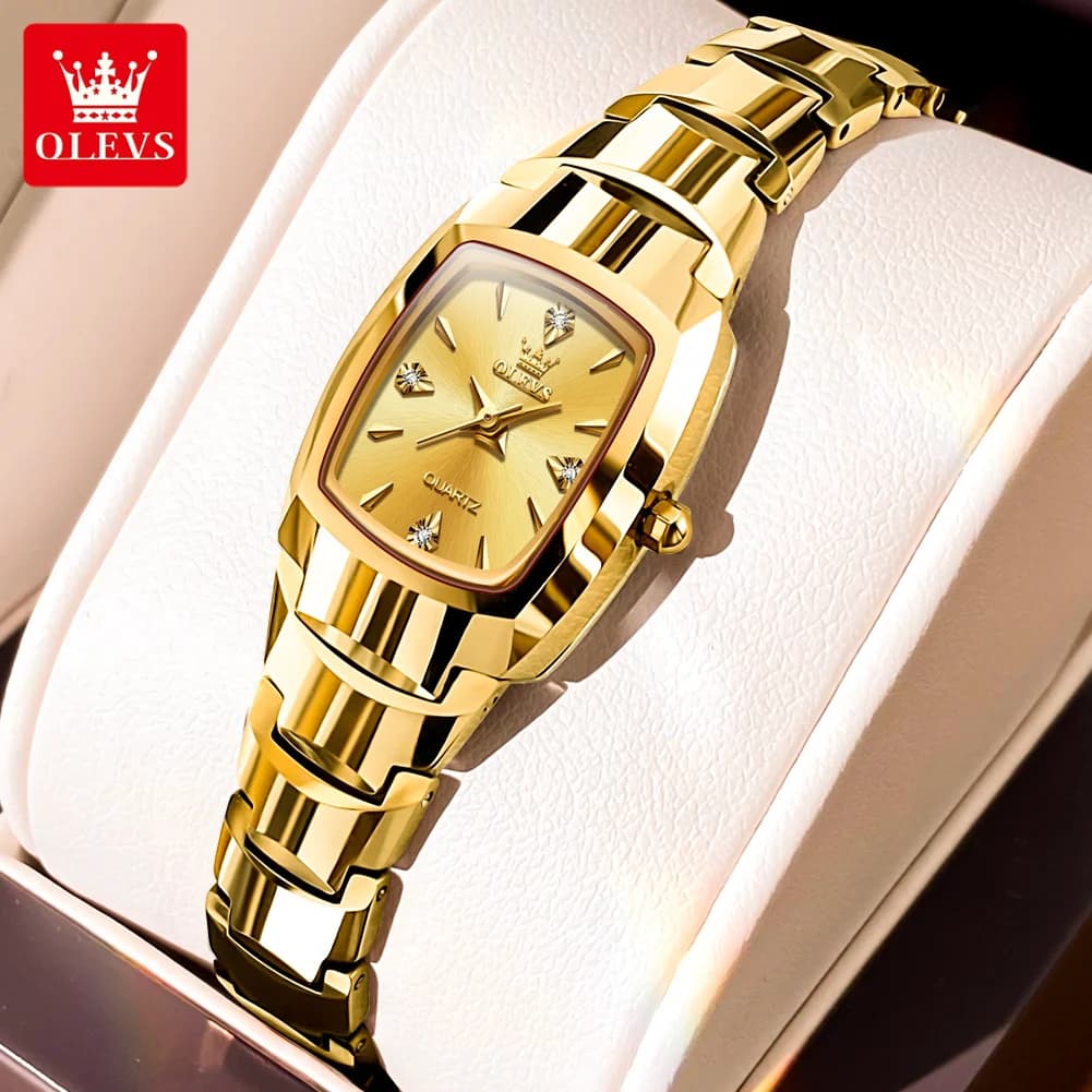 OLEVS 7006 100% Authentic Watch For WomenTungsten Steel Waterproof Fashion Women's Analog Korean Style Watches Luxury Women Gift
