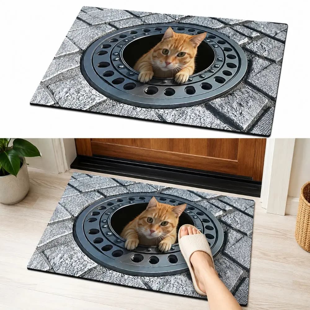 2D Flat Optical Illusion Doormat Non-slip Water-absorbing Bathroom Carpet Durable Abrasion-resistant Bedroom Door Rug Home Decor