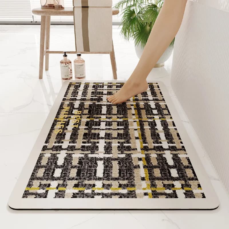Tappetino Assorbente in Terra di Diatomee per Bagno, Antiscivolo, Resistente allo Sporco, con Stampa a Righe, Moderno e ad Asciugatura Rapida, per Ingresso