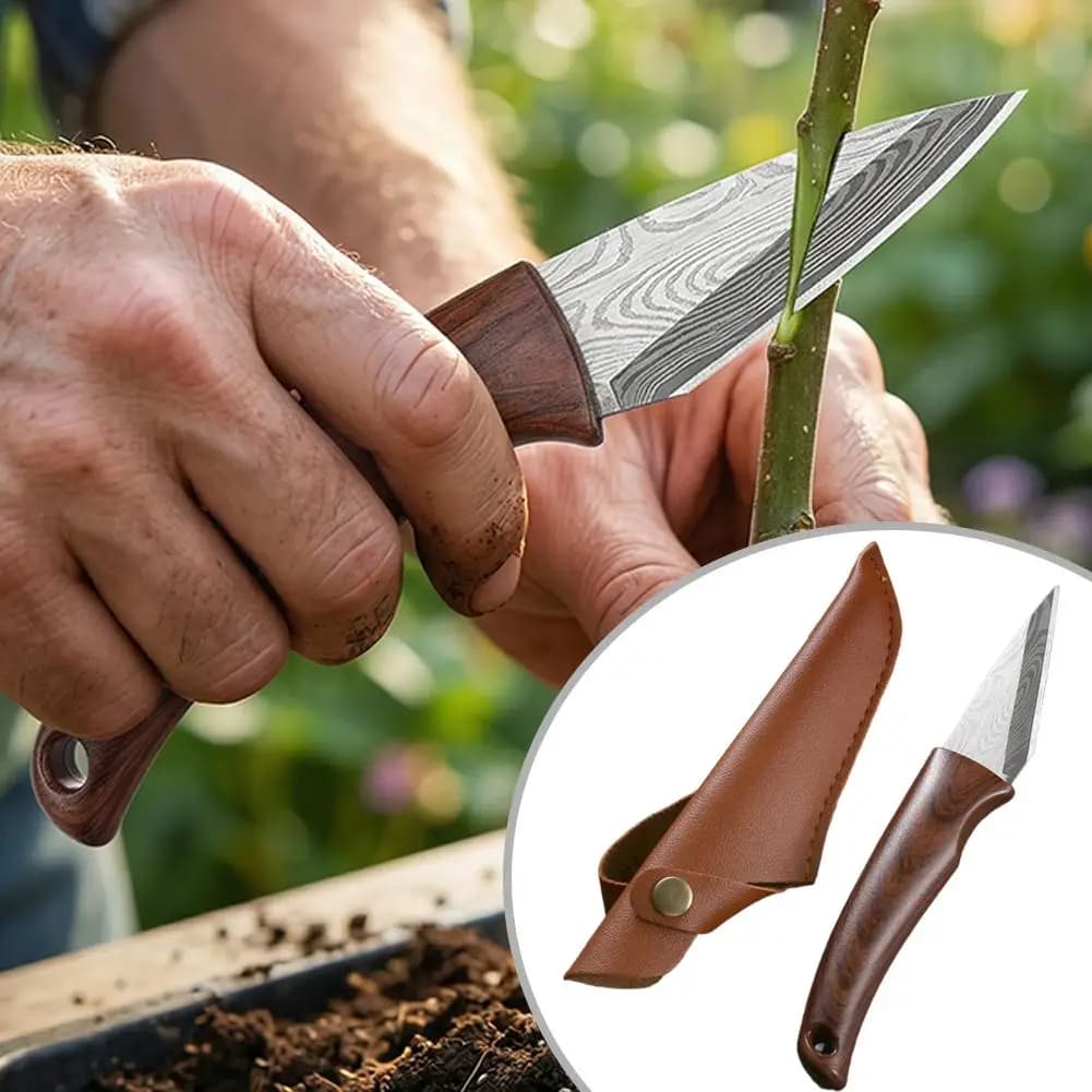 Coltello per innesto, attrezzi per innesto, coltello da potatura professionale per innesto di alberi da frutto, coltello con manico in legno