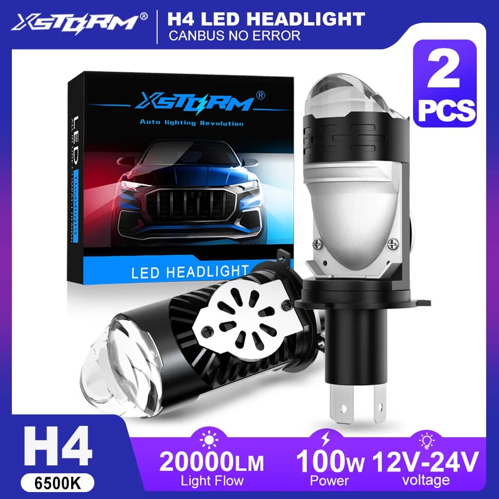 Lenti LED XSTORM H4, LED Canbus H4 per Auto, Mini Proiettore LED H4 per Fari Moto, Lampadina LED H4 per Fari Auto