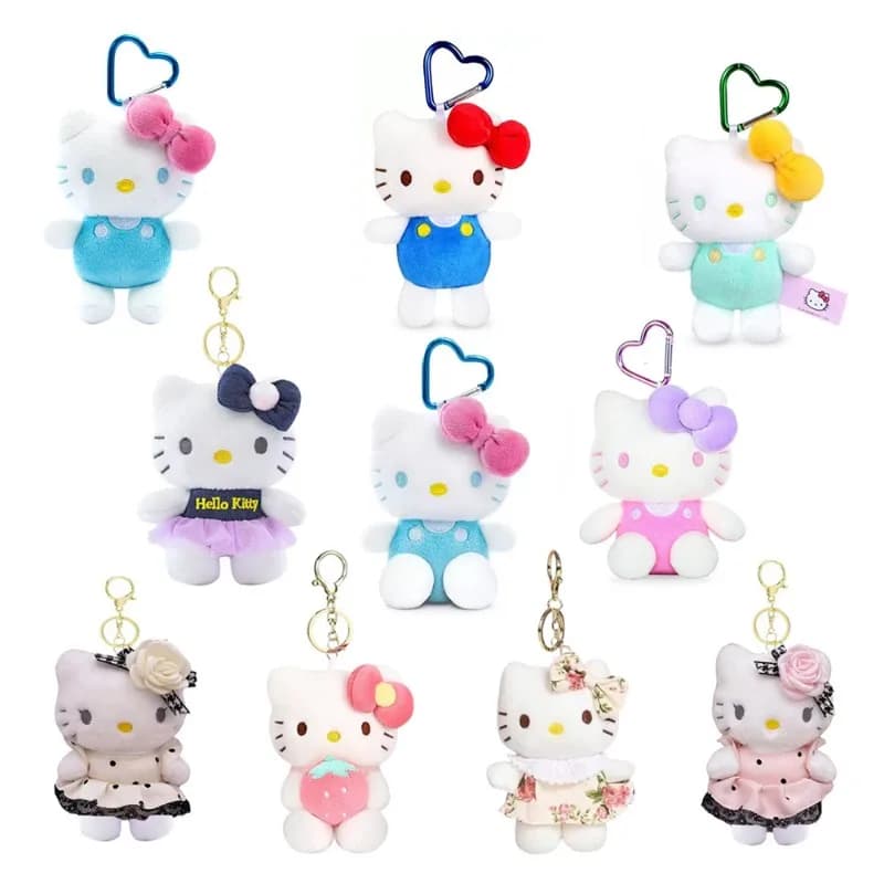 Peluche Sanrio Hello Kitty, Bambola Gatto Carina da Appendere allo Zaino, Piccolo Ciondolo, Portachiavi Gatto KT