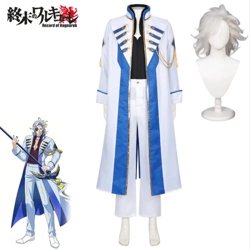 Hades Complete Cosplay Costume from Record of Ragnarok, White Jacket and Pants with Wig, Outfit for Comic Souls With and Performance on the Palco