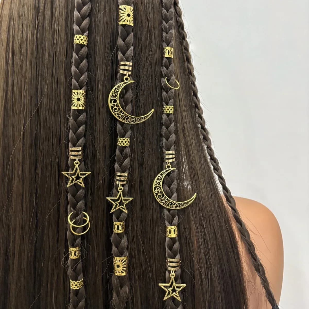 1/2/5pcs Retro Hair Accories Star Moon Metal Hair Clips Combination Fake Hair Hanging Decorations