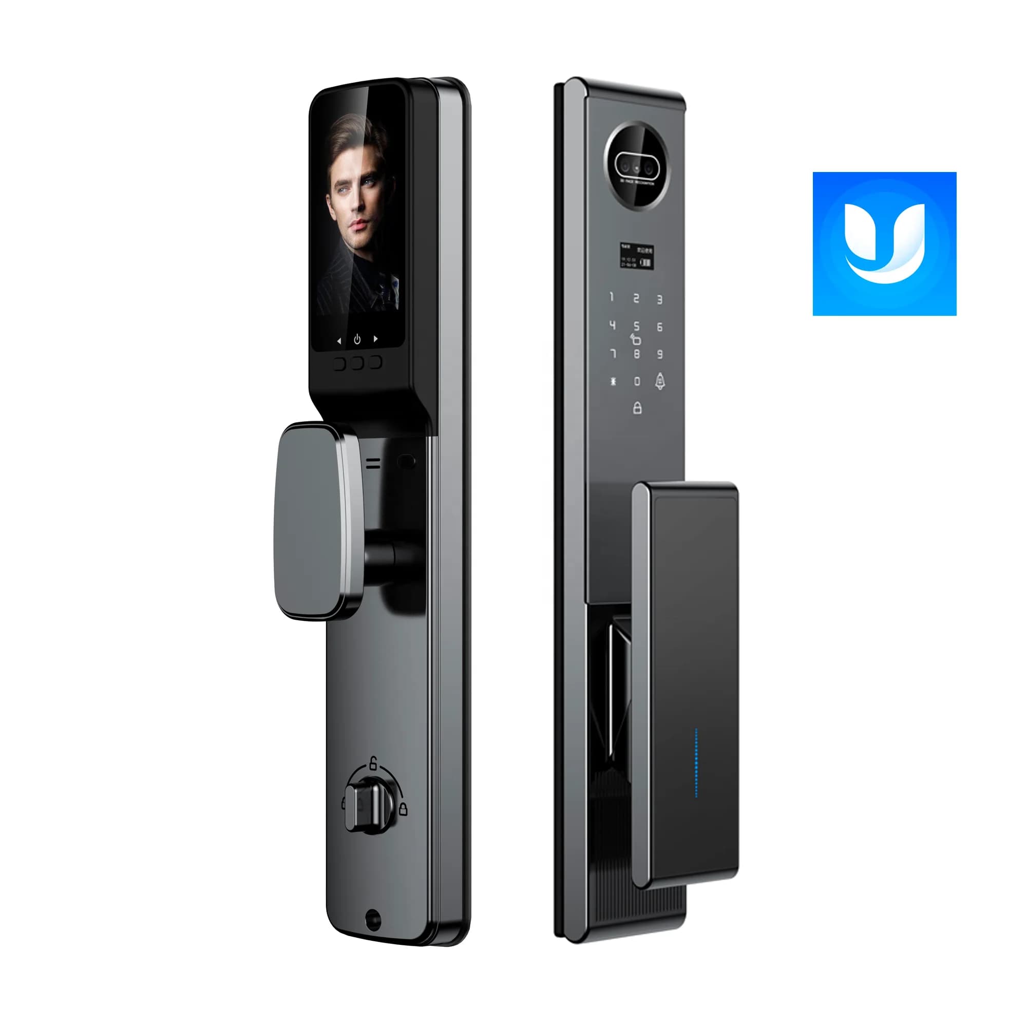 Serratura elettronica intelligente Password Serratura biometrica automatica per impronte digitali per la sicurezza domestica Serratura intelligente Tuya con fotocamera