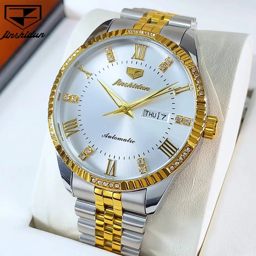 JSDUN Men's Watches Top Brand Luxury Fashion Fine Steel Original Automatic Mechanical Wristwatch for Man Waterproof Luminous