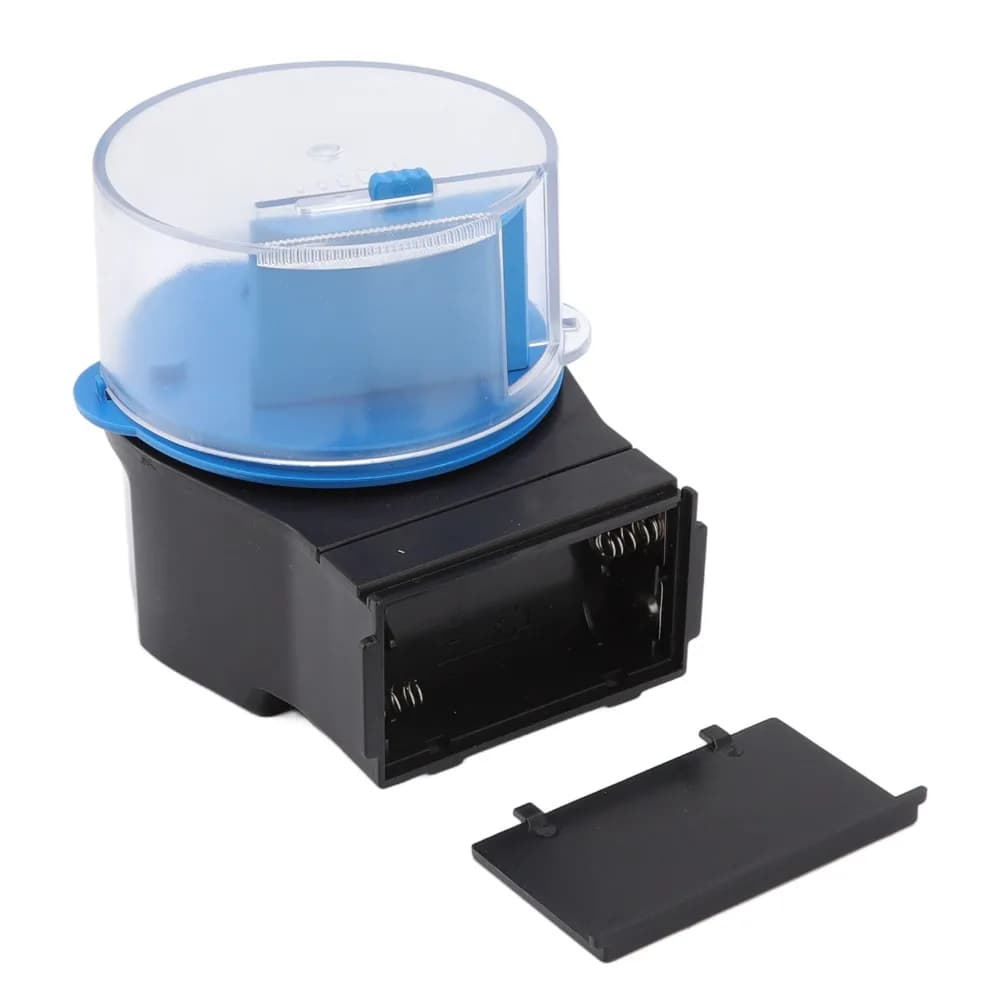 Distributore Automatico di Cibo per Pesci con Due Contenitori, Dispenser Elettrico Intelligente in ABS Blu con Timer per Acquario