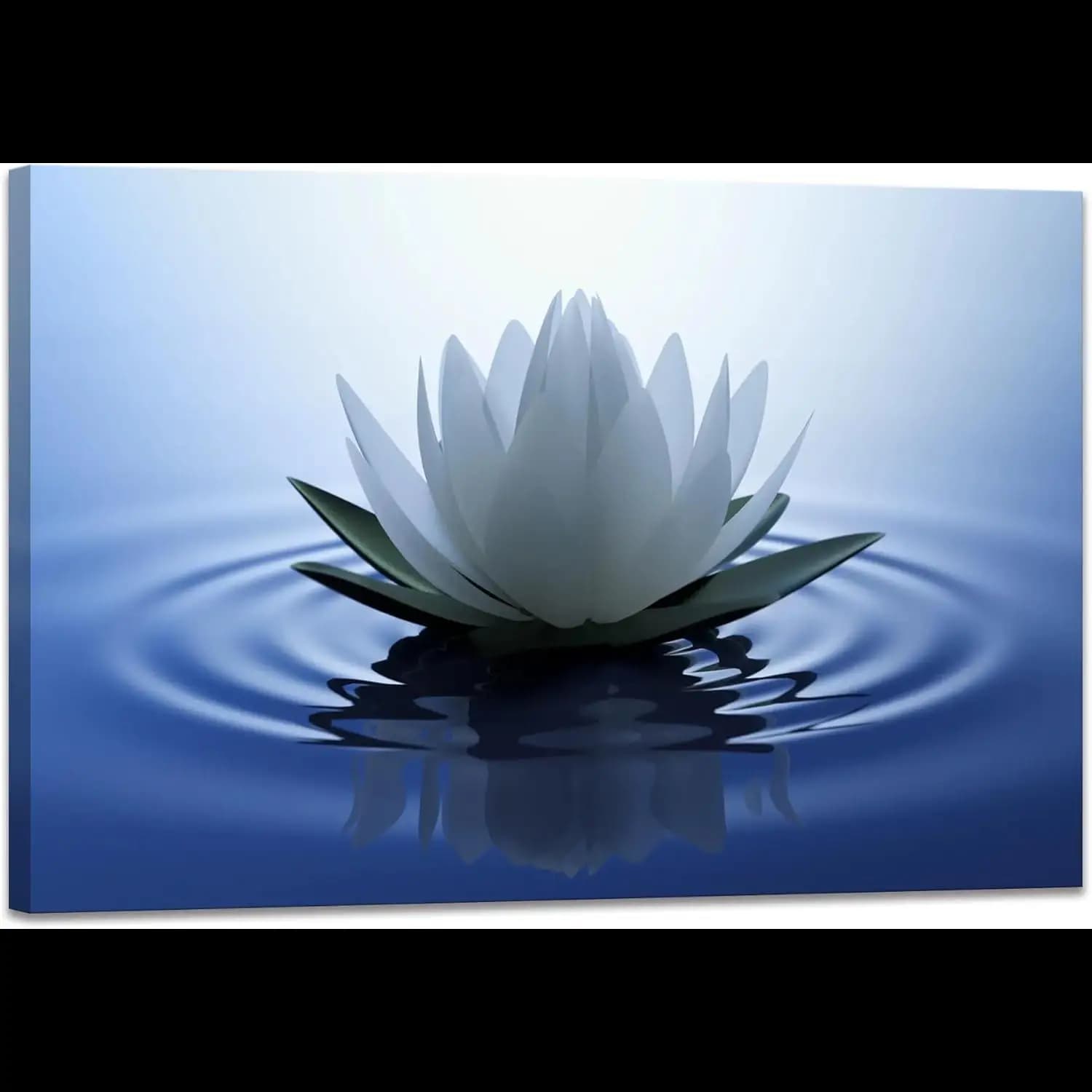 White Lotus Wall Art Canvas Print Spiritual Meditation Poster for Yoga Room Bathroom Zen Spa Framed Ready to Hang x Inch