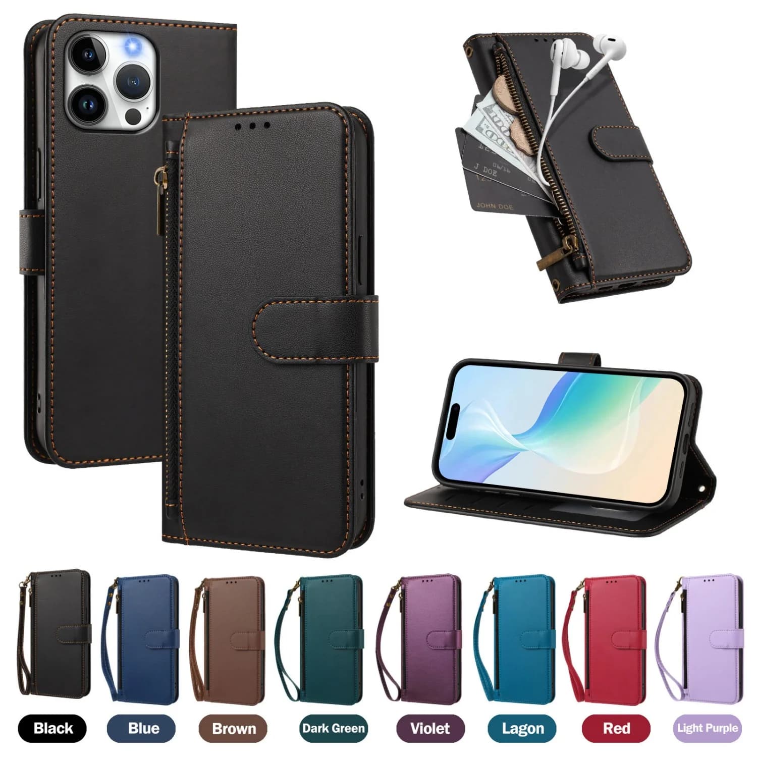 Zipper Leather Wallet Case for Xiaomi POCO X8 X7 X6 X5 X4 X3 NFC Flip Cover RFID Phone Book Funda Xiaomi Poco F3 F5 F6 F7 F8 Pro