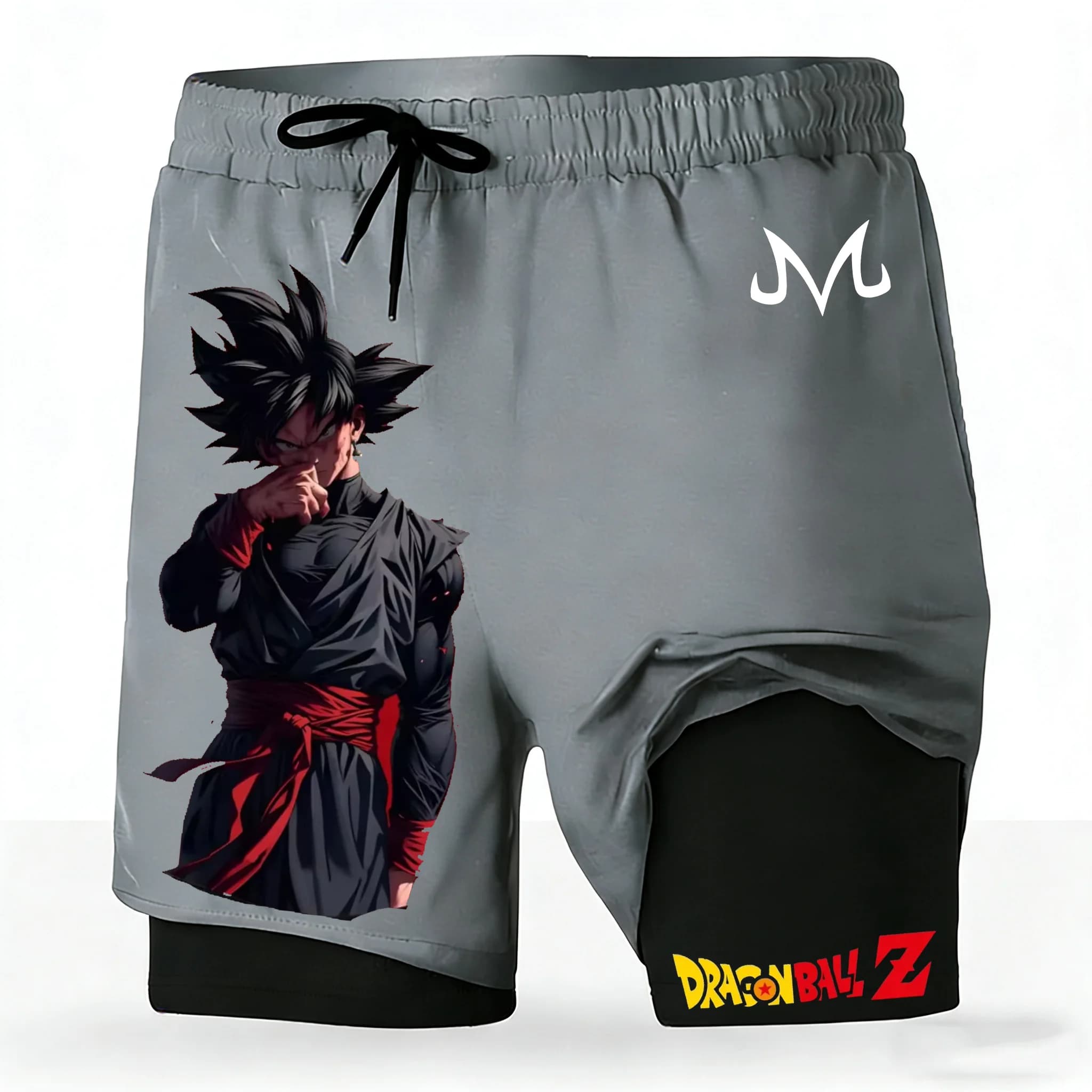 Pantaloncini da Corsa 2-in-1 da Uomo Dragon Ball Z Anime con Stampa Goku Black, Asciugatura Rapida, per Allenamento in Palestra, con Strato Interno per l'Estate