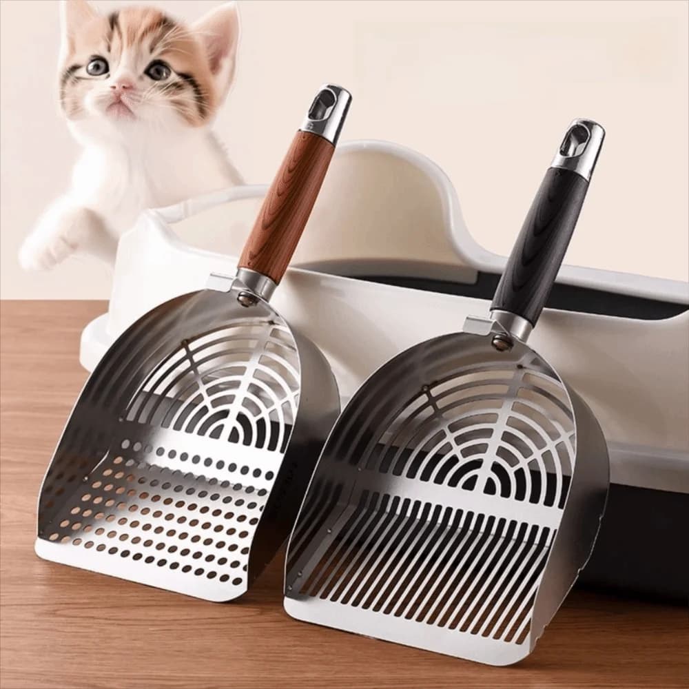 Stainless Steel Cat Litter Scoop Deep Shovel Long Handle Cat Poop Sifting Tool Fast Sifting Comfortable Grip Litter Box Scooper