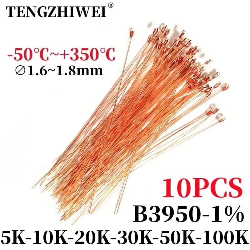 Termistori NTC ad alta temperatura da 10 pezzi MF51-1% valore B 3950 5K 10K 20K 30K 50K100K 200K -50 ℃ ~+350 ℃