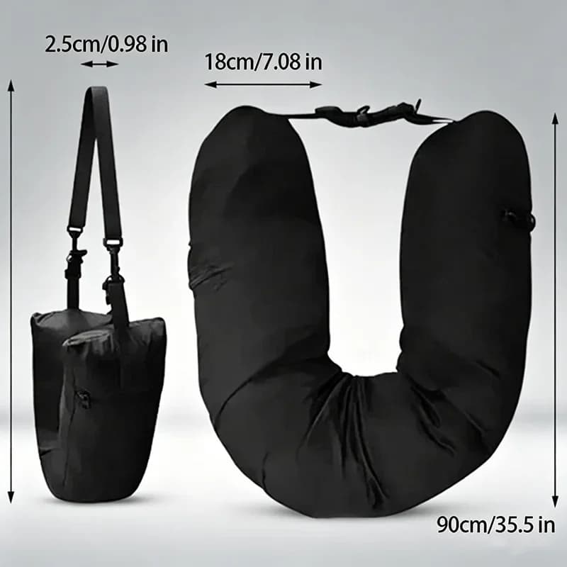 Cuscino da Viaggio per il Collo, Supporto Portatile Riempibile, Cuscino da Viaggio Salvaspazio, Accessori per Viaggi in Aereo