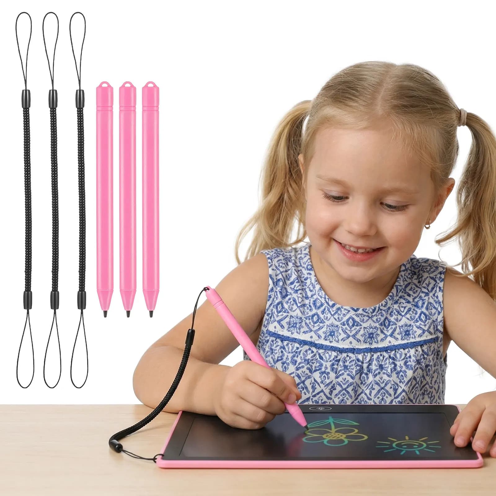 1 set di penne per disegno LCD riutilizzabili per un design ergonomico leggero, bordi arrotondati sicuri, penna per tavoletta da scrittura in plastica per bambini piccoli