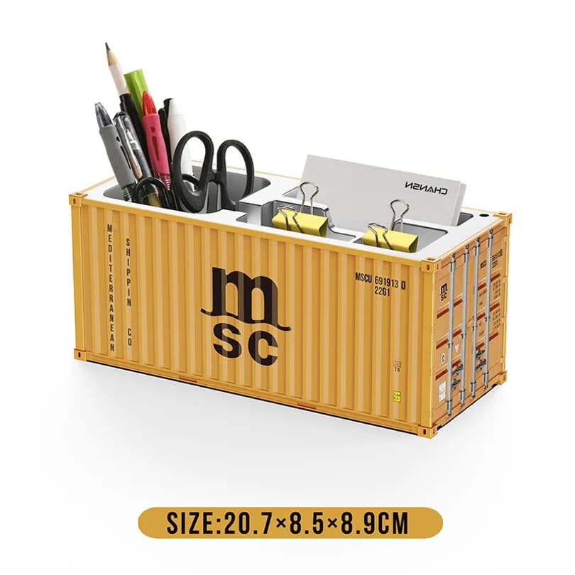 Simulated Ocean Freight Container Model Pen Holder Storage Box New Plastic Storage Box Desktop Storage Rack