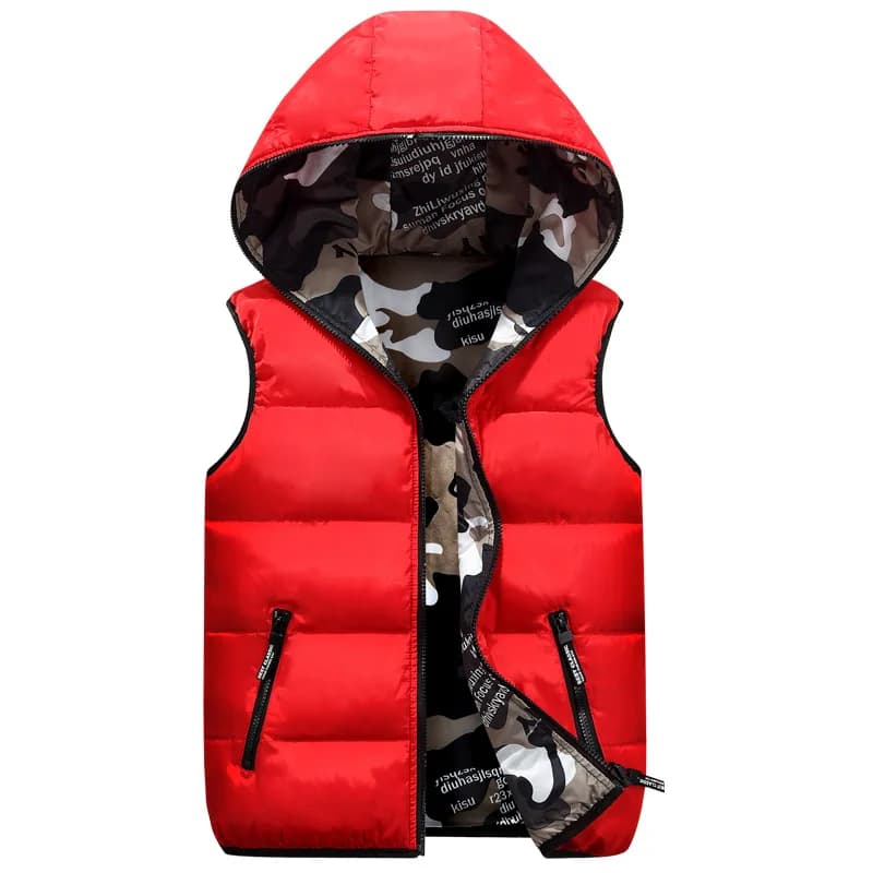 KIDWHXR 2026 Autumn Winter Man Vest Jackets Slim Sleeveless Zipper Male Waistcoat Thicken Warm Versatile Men Hooded Vest