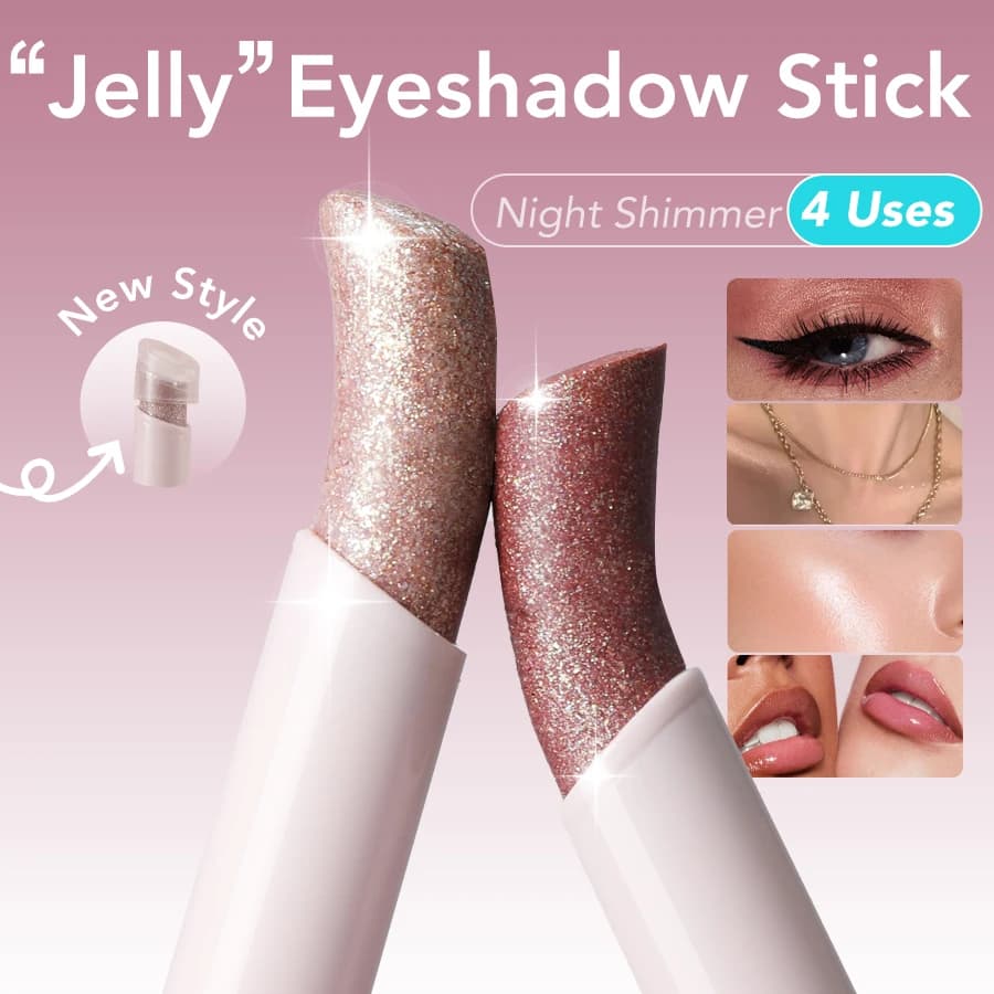 Stick ombretto scintillante con texture simile a un gel, glitter fine ed effetto illuminante, impermeabile e a lunga durata