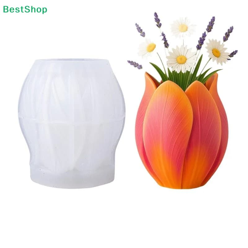 ♩ Stampo in Silicone 3D a Forma di Vaso per Tulipani, Stampo per Resina Epossidica Fai-da-Te per Decorazioni e Artigianato