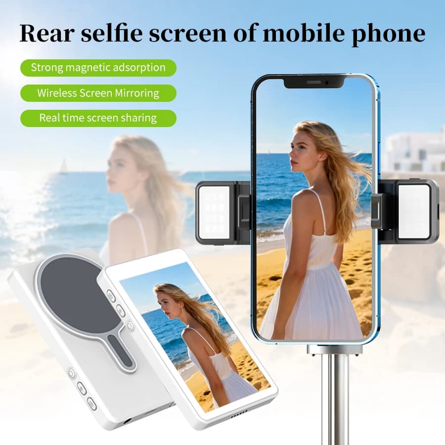 Proiettore per schermo magnetico wireless per telefono cellulare Mirroring per schermo per fotocamera posteriore per fotografia selfie in tempo reale Vlog Streaming live