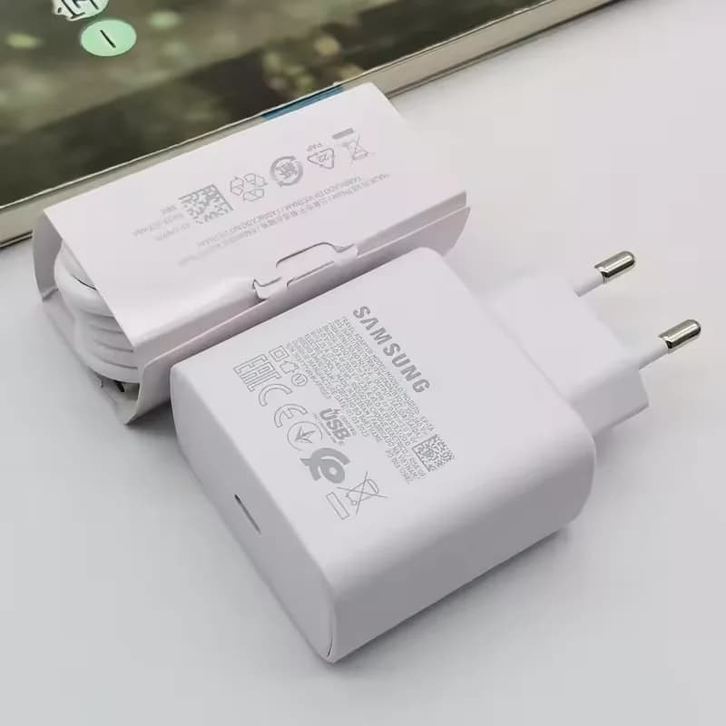 Super Fast Charger 45W PD with Type C 5A cable and EU adapter for Samsung Galaxy S25 Ultra Plus FE S24 S23 S22 A56 A36 A17