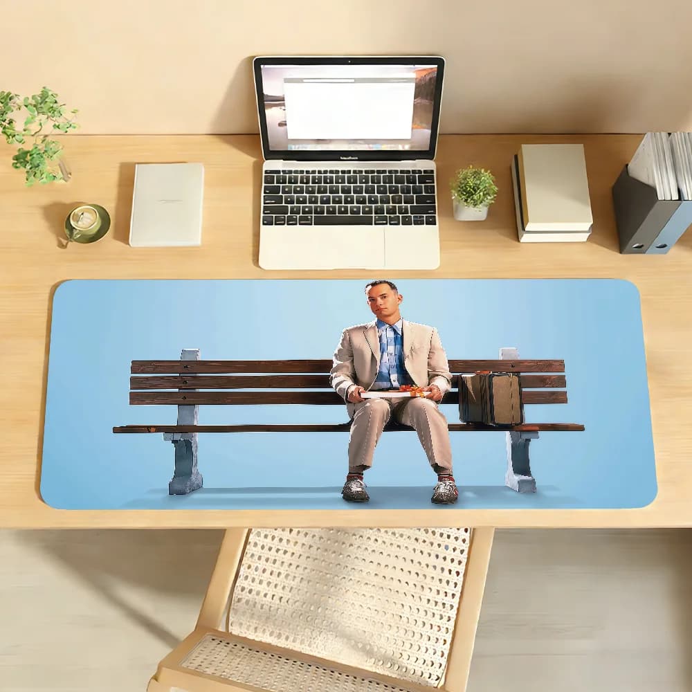 Tappetino per mouse Classic Movie Forrest Gump, antiscivolo, con bordo bloccabile, accessori per PC e laptop, in gomma, per ufficio, tastiera, grande, XXL, per giochi, da scrivania