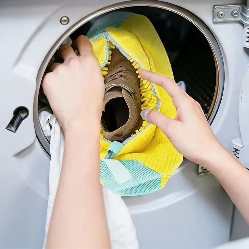 1/2 Pezzi Sacchetto per Lavaggio Scarpe con Set di Spazzole Liquide, Sacchetto Resistente per Lavatrice e Spazzola Morbida per Tutti i Tipi di Scarpe