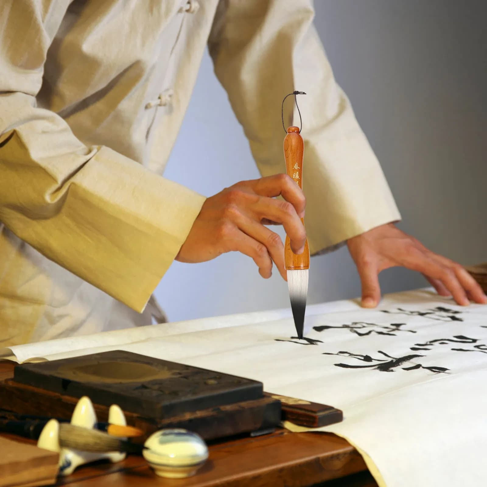 1Set Chinese Calligraphy Brush Professional Writing Brush Set Lightweight Easy Grip for Students Watercolor Drawing Ink Painting