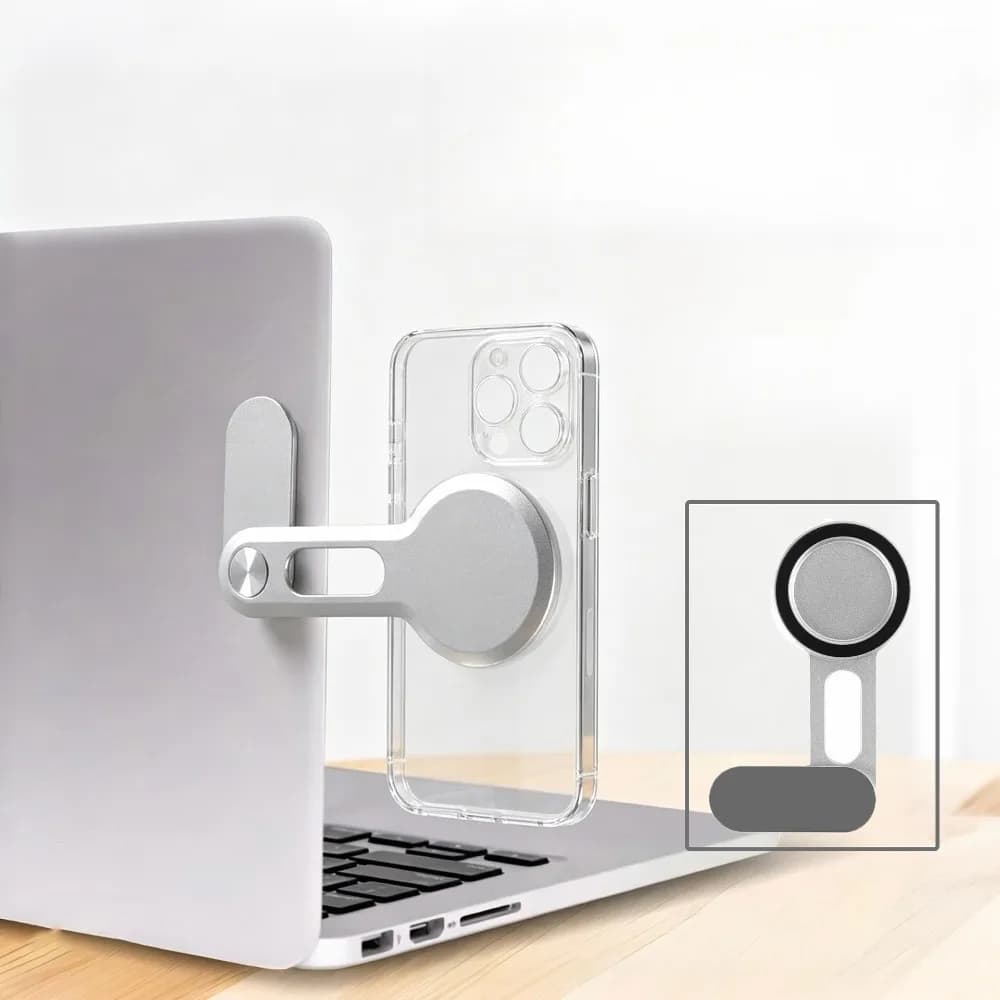 Ultrathin Magnetic Car Phone Holder Laptop Stand with Same Screen Display Side Foldable Rollover Camera Flat Aluminum Alloy Back