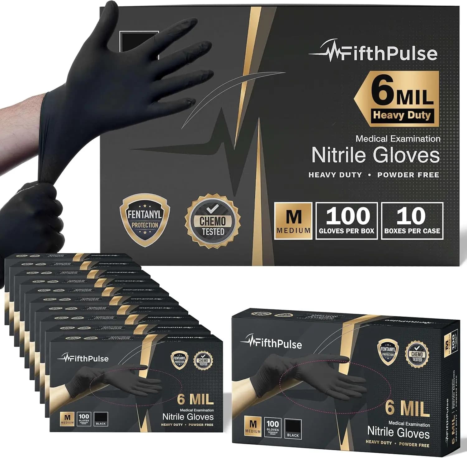 Guanti in Nitrile Resistenti, Senza Polvere e Senza Lattice, Guanti per Esami Medici, per Meccanici e Manipolazione Alimenti