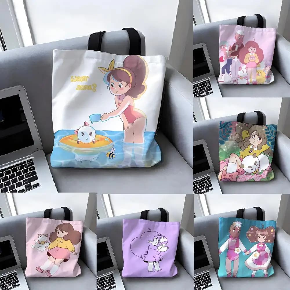 Borse portaoggetti in tela, borsa tote grande, borse da donna firmate, borse per la spesa, Bee and PuppyCat