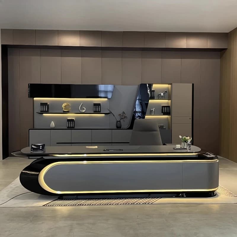 Combinazione di lusso Scrivanie per computer Organizzatore Design da pavimento Segretaria Scrivania da ufficio moderna Lavoro in legno Boss Escritorio Mobili da scrivania