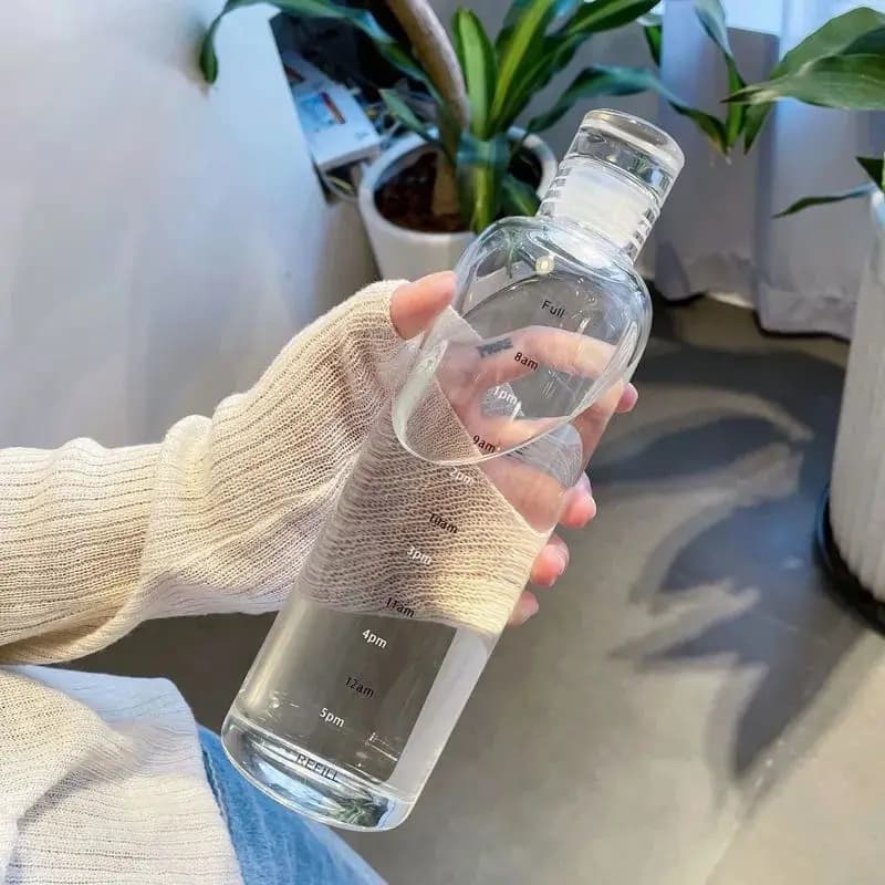 500 ml Transparent Plastic Water Bottle Time Indicator Large Capacity Creative Milk Cup Sealing Glass School for Kids Gym Sport