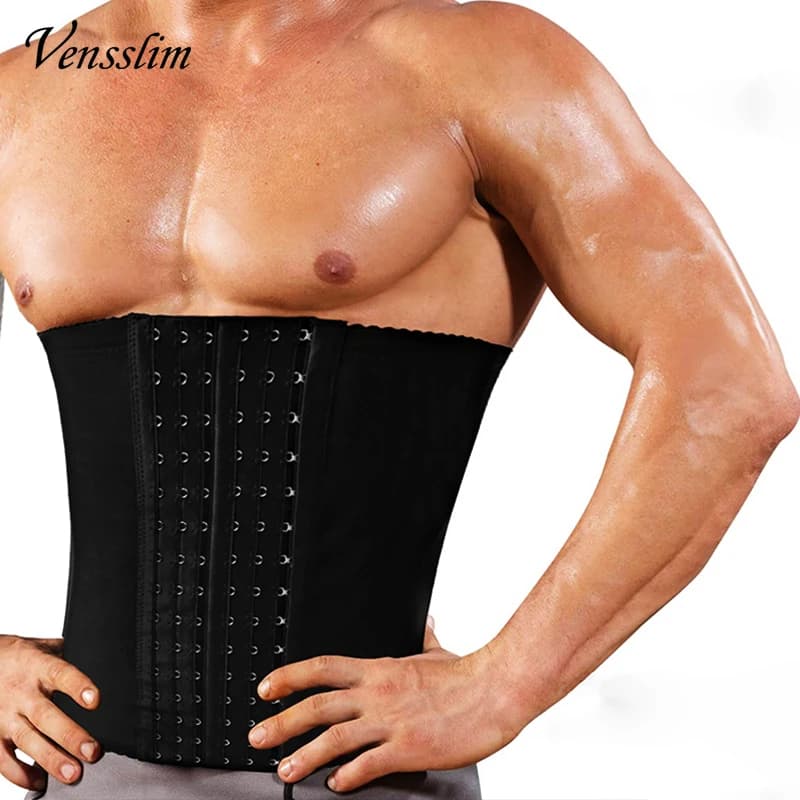 Vensslim Cintura modellante per il corpo da uomo Cintura di compressione grassa con 6 ganci Cintura modellante Cincher Corsetto per il controllo della pancia