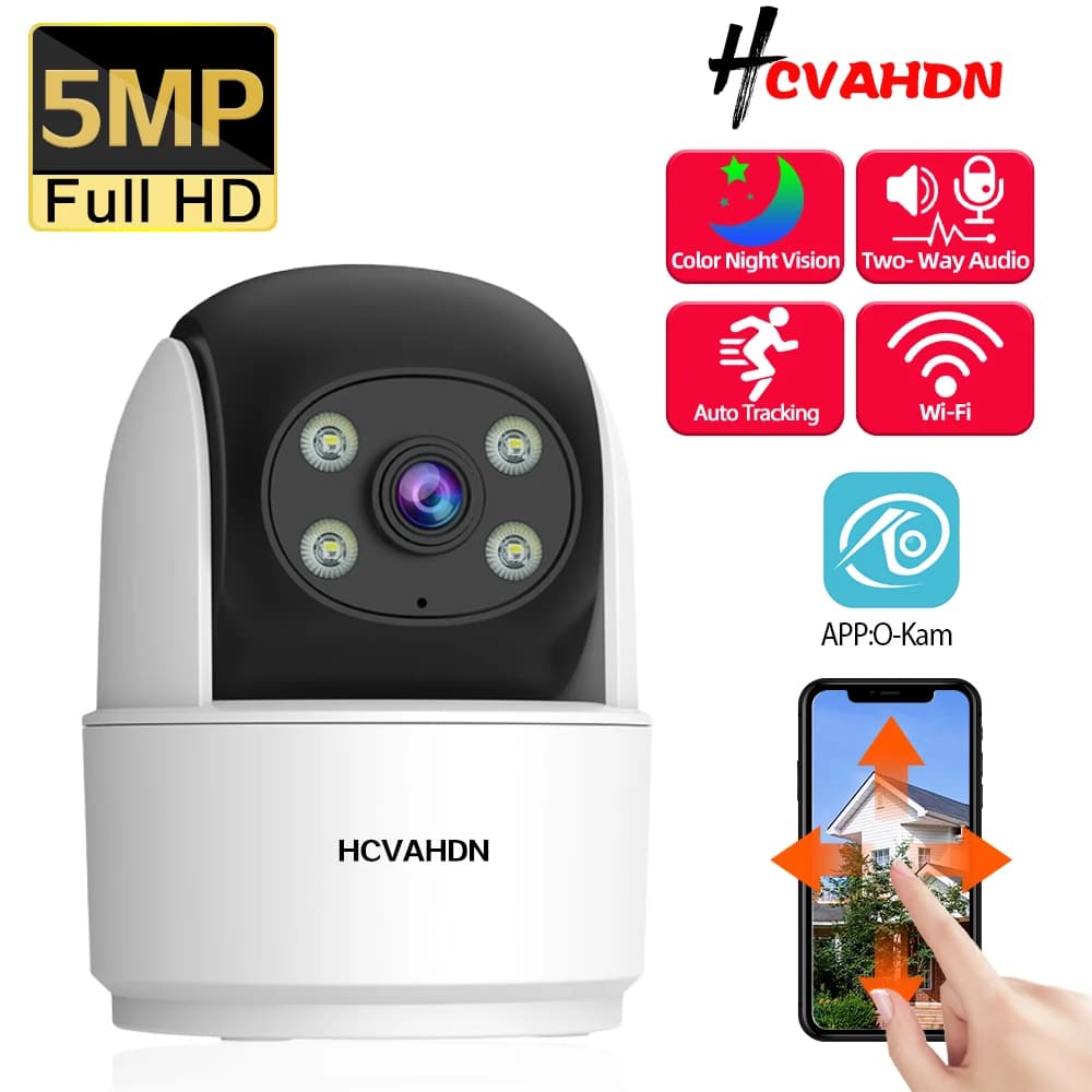 Baby Monitor Smart 5MP WiFi Telecamera di Sorveglianza Wireless per Interni PTZ CCTV IP con Tracciamento Automatico