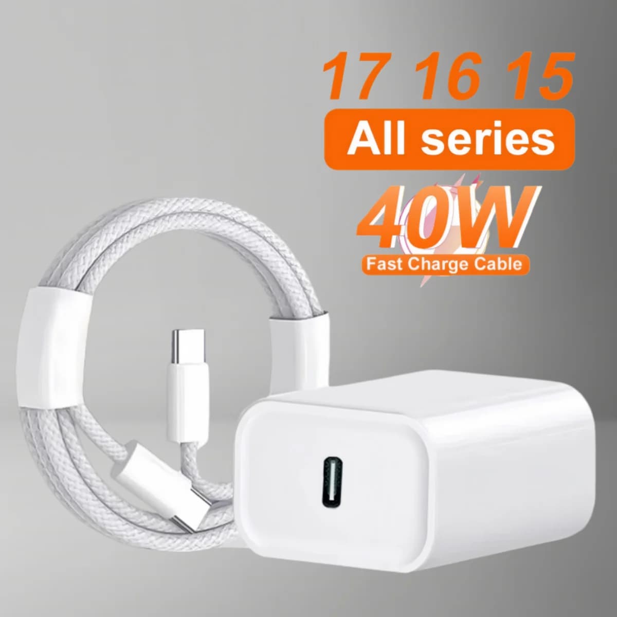 Cavo di ricarica rapida PD 40W per iPhone 14 15 16 17 Pro Max 17 Air Plus e adattatore di alimentazione dati