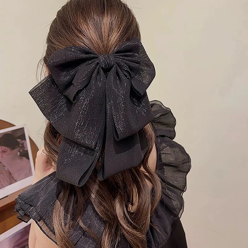 Nuova Molletta per Capelli Stile Coreano con Fiocco Grande, Fermaglio a Clip per Coda Alta, Accessori per Capelli da Donna e Ragazza