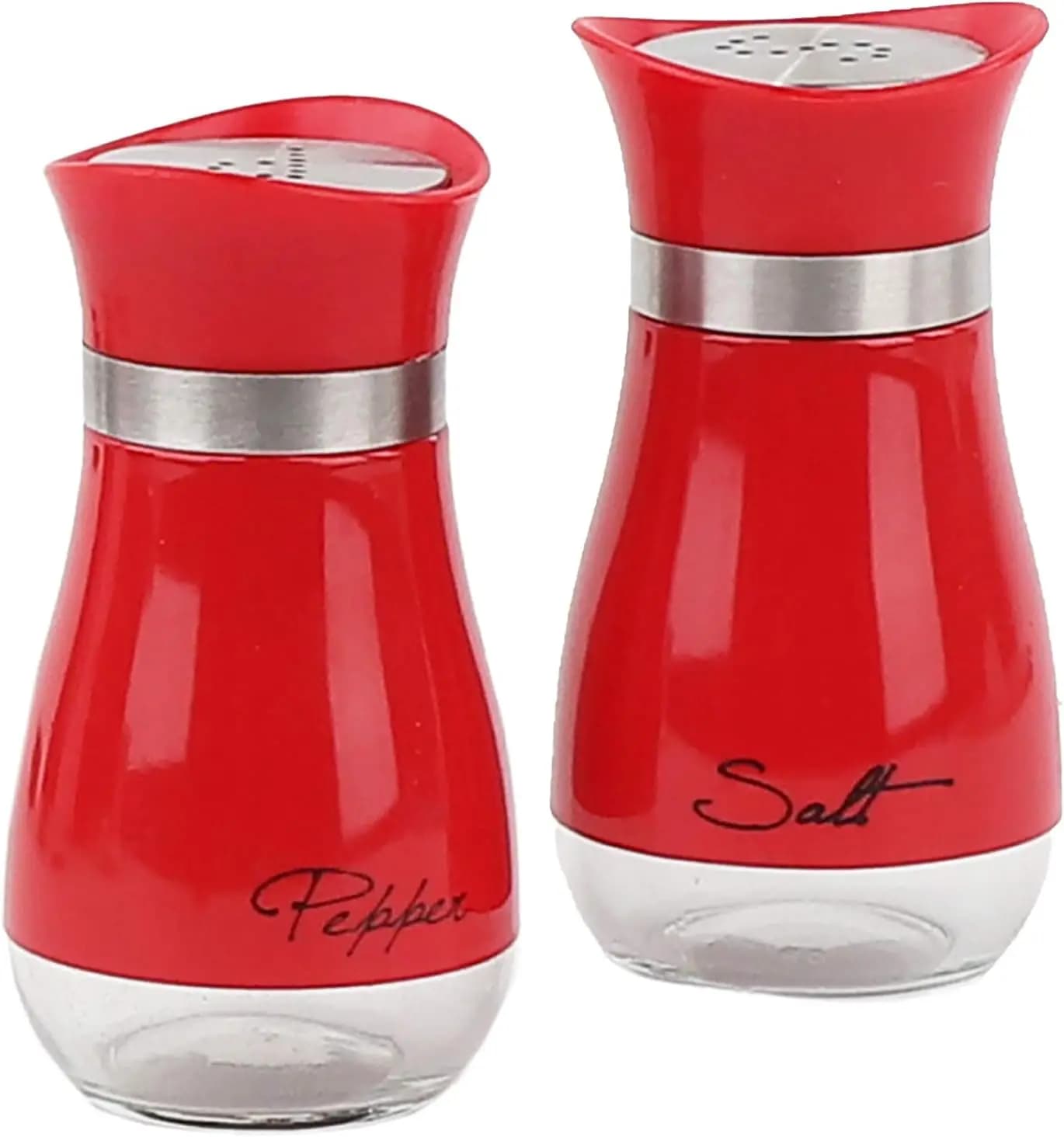 Set di sale e pepe da 2 pezzi con fondo in vetro Porta sale e pepe in acciaio inossidabile da 4 Oz per tavolo da cucina