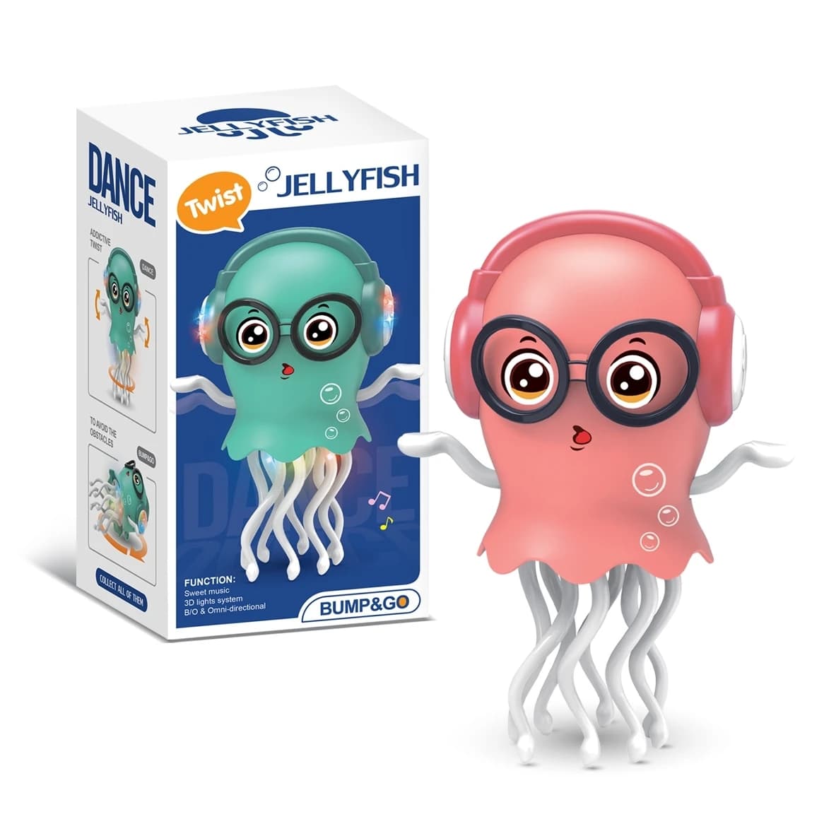 Un giocattolo meduse danzanti striscianti ad energia elettricamente, un polpo con sensore automatico di ostacoli, luci LED intelligenti e mu