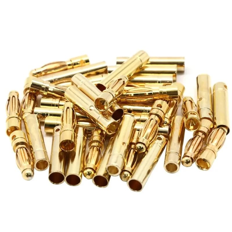 20 pz/lotto Connettori a banana a proiettile dorati da 2.0mm, 3.0mm, 3.5mm, 4.0mm, 5.5mm, 6.0mm, 8.0mm per ESC, batterie Lipo e RC (10 paia)