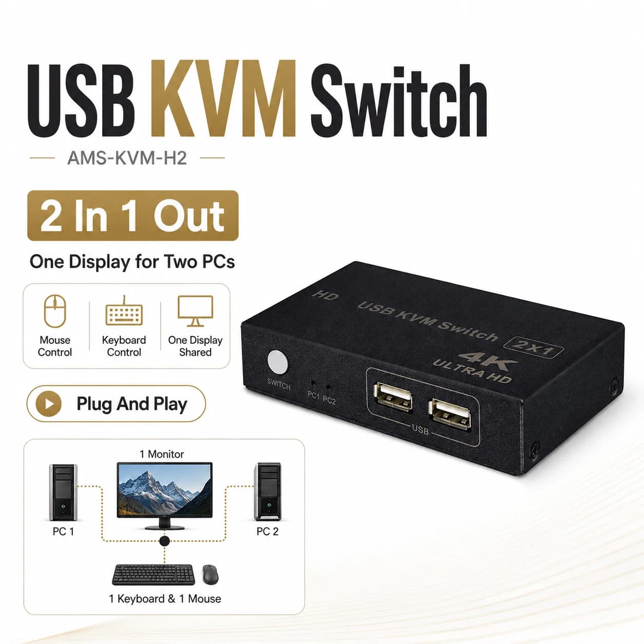 KVM HD 4K * 2K @ 30HZ compatibile USB KVM Switch supporto condividi tastiera e Mouse Set stampante Display Video