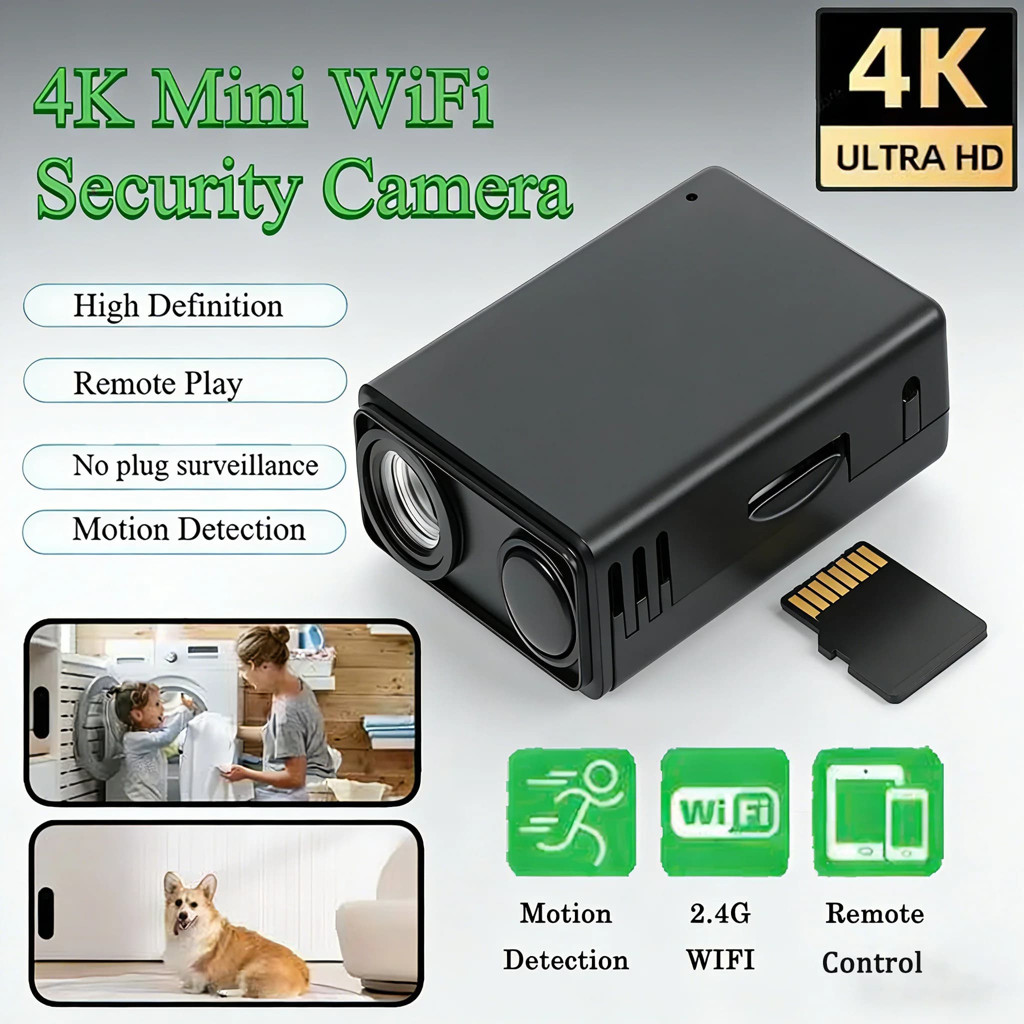 Nuova Telecamera di Sicurezza WiFi 4K per Interni, Monitor di Sorveglianza con Rilevamento del Movimento, Visione Remota, Videocamera per Protezione Domestica
