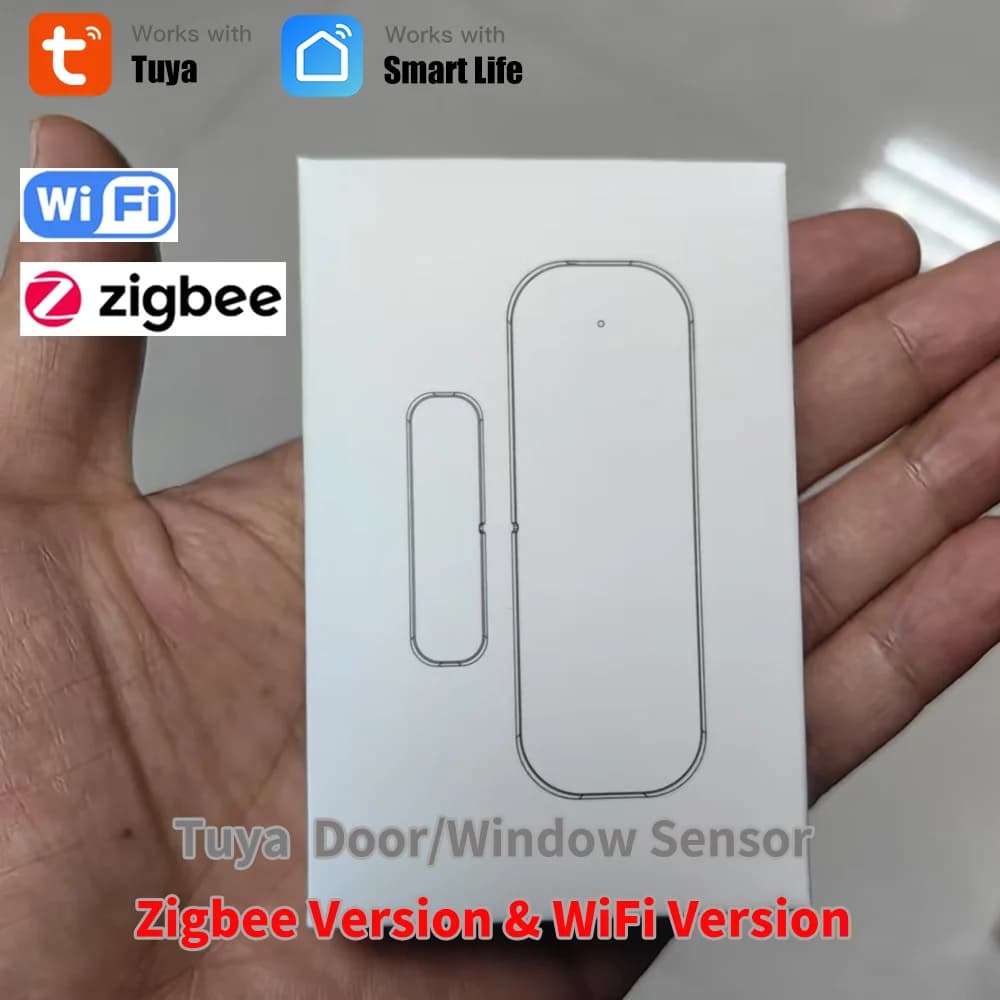 Tuya WiFi o ZigBee Sensore per porte e finestre Smart Home Rilevatori di porte aperte e chiuse senza fili APP Allarme remoto Funziona con Yandex Alexa