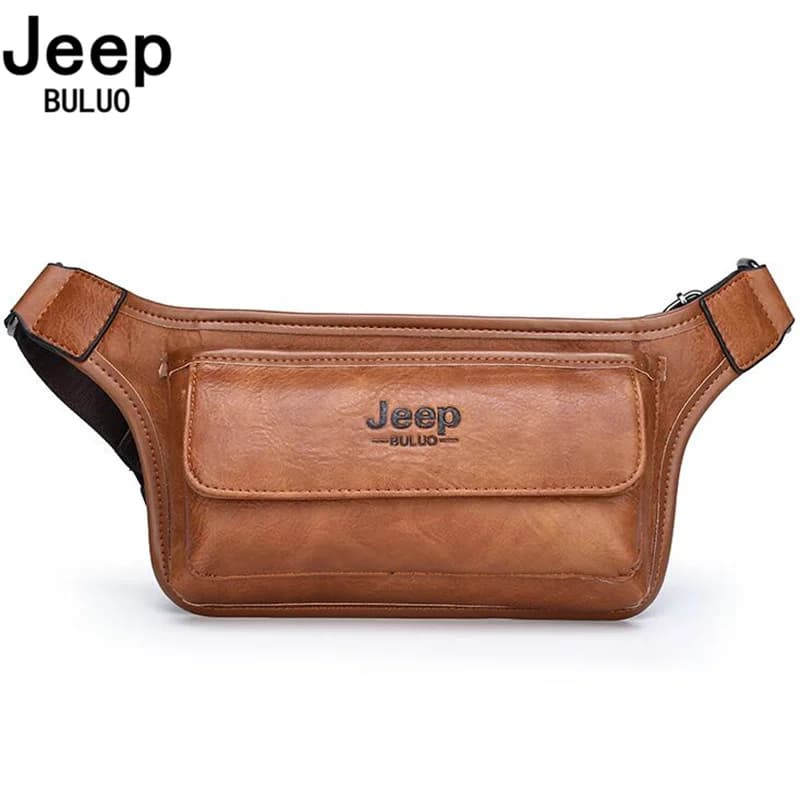 JEEPBULUO Marsupio da uomo Casual Funzionale Soldi Borsa da cintura per telefono Borsa a tracolla unisex maschile per cintura Borsa da anca in pelle Petto