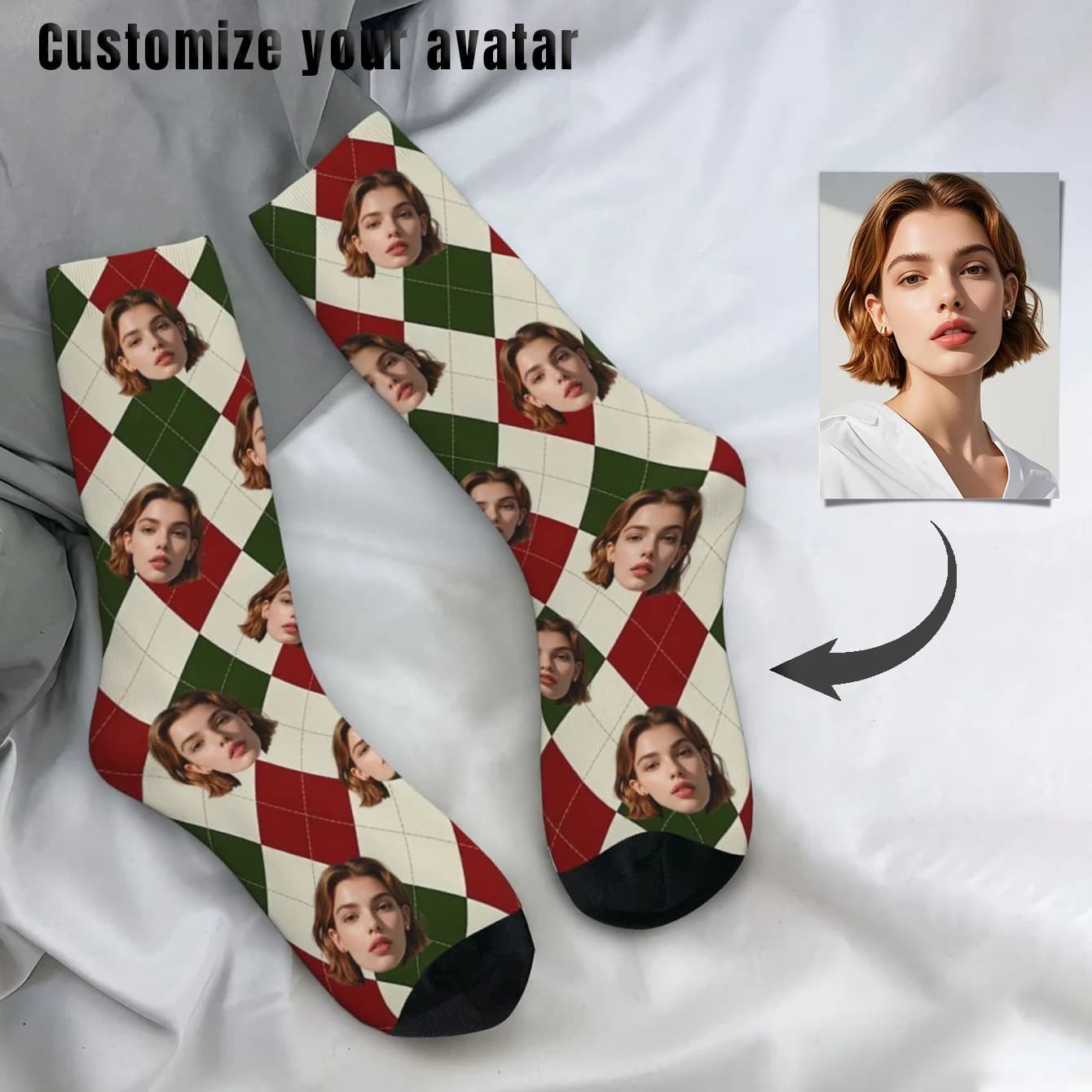 Calzini natalizi con faccia personalizzata Calzini personalizzati con foto sul viso Calzini personalizzati per il viso Calzini regalo di Natale Regalo per gli amici